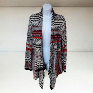 Western Cowgirl Nic+Zoe Linen Cardigan Drape Front Boho Striped Size Large